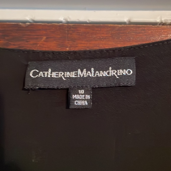 CATHERINE MALANDRINO BLACK DRESS WITH ROUCHE ON THE SIDE sz M / 10 - Picture 3 of 6